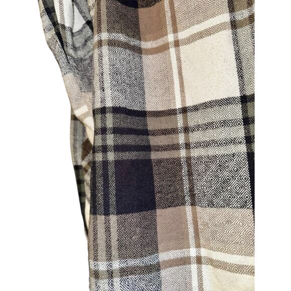 Outpost Plaid Button Down Men's Size Medium Brown Blue Diamond Pattern Fall Warm - Picture 5 of 9